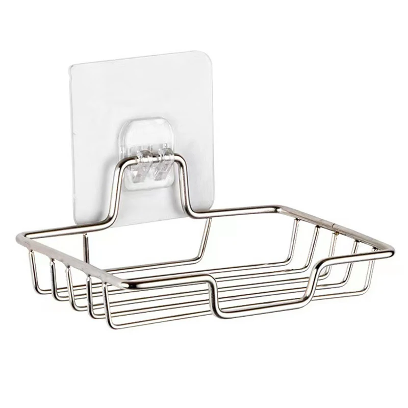 High Quality Soap Rack Wall Mounted Soap Holder Stainless Steel Soap Sponge Dish Bathroom Accessories Soap Dishes Self Adhesive