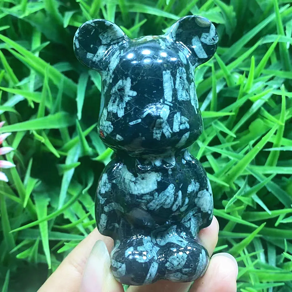 Natural crystal dreamy purple, flame stone, pink crystal, violent bear raw stone carved statue, home desk decoration item, gift