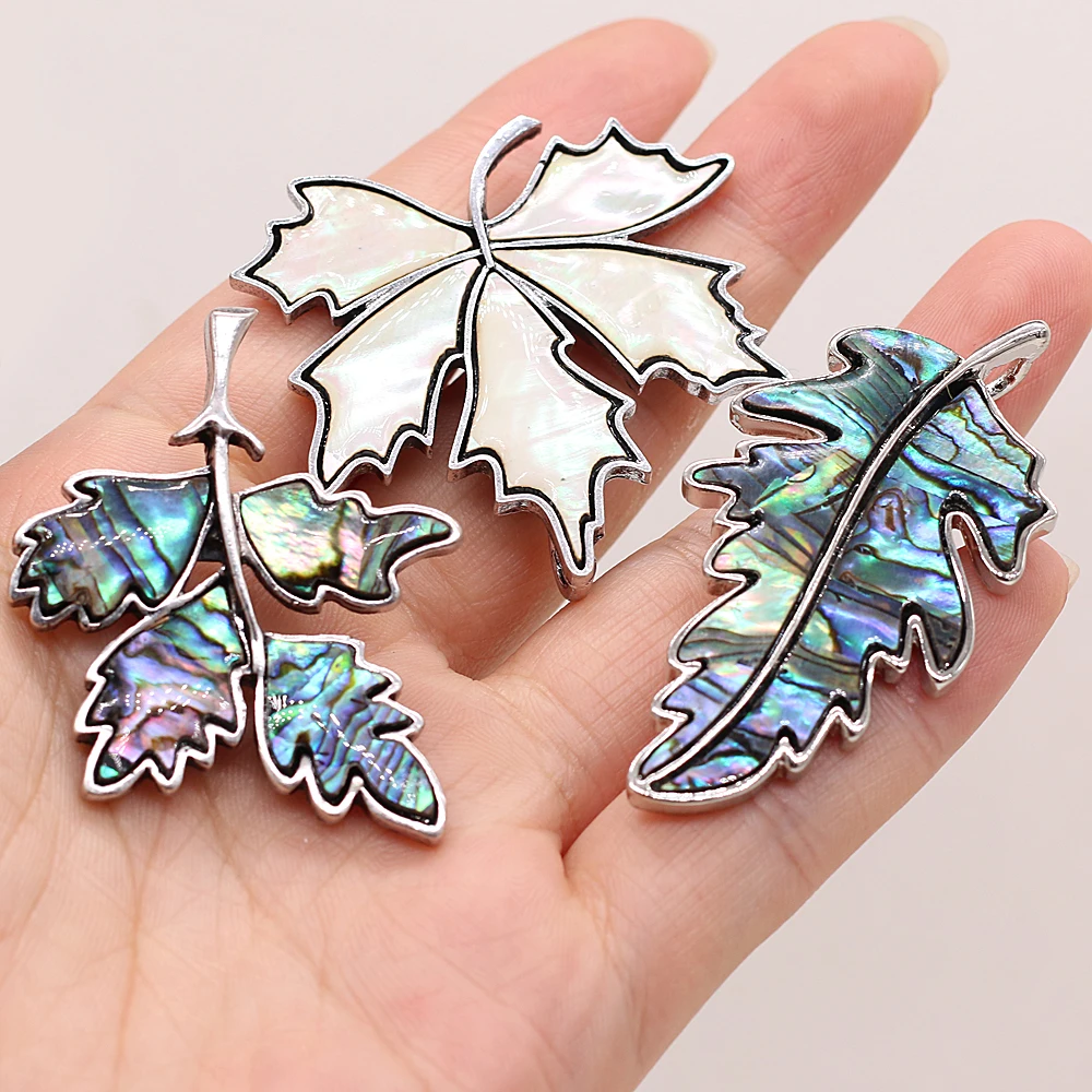 1pc Legierung Blatt Brosche für Frauen natürliche Muschel Abalone Muschel Charms für Schmuck herstellung liefert DIY Halskette Brosche Zubehör