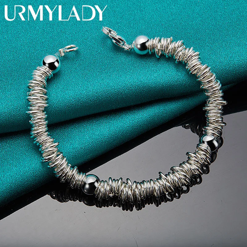 

URMYLADY 925 Sterling Silver Multi Ring Chain Bracelet For Women Wedding Party Fashion Jewelry