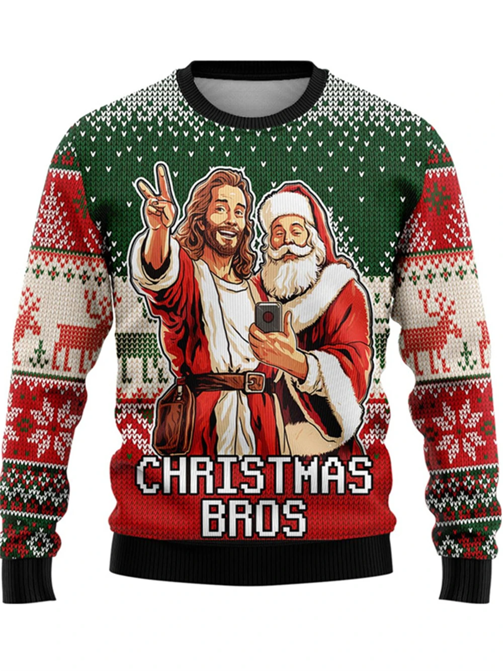 

Christmas Jesus Pattern Long-sleeved T-shirt for Men Women Fashionable Festival Round-neck Sweatshirt 3d Printed Men's T-shirt