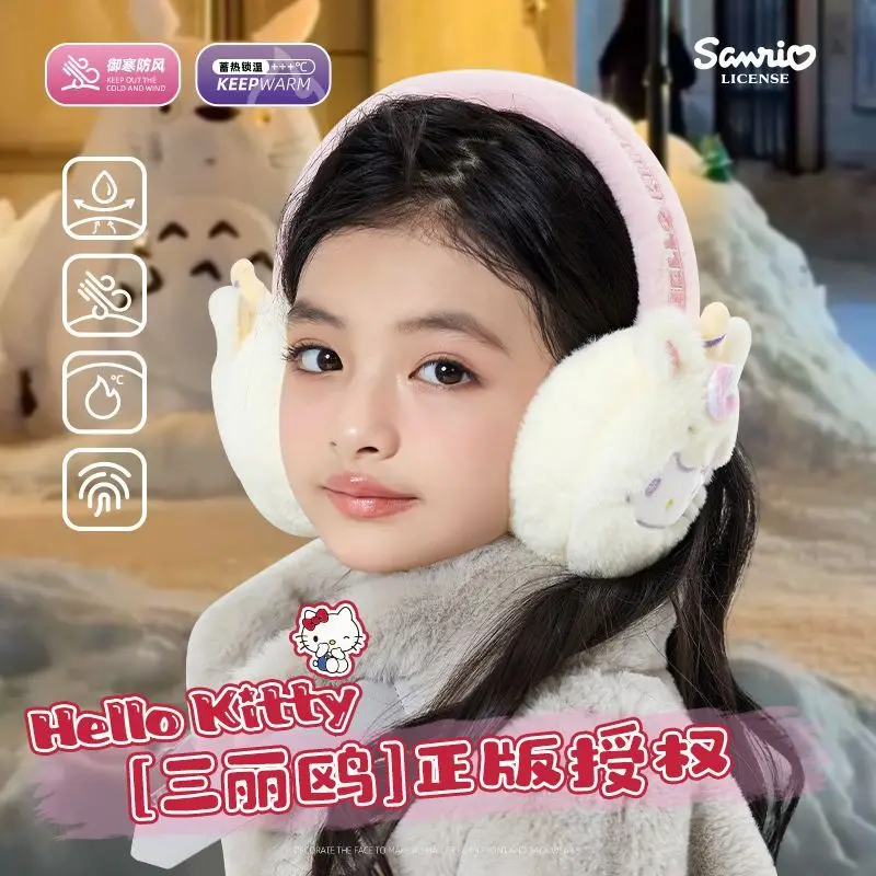 

Kawaii Sanrio Hello Kitty Kuromi My Melody Cinnamon Roll Plush Earmuffs Student Cartoon Cute Autumn and Winter Outdoor Warmth