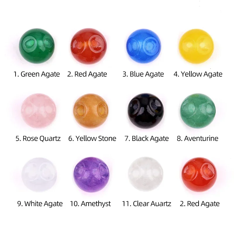 Natural Gemstone 10MM Button Round Beads Drilled 2.0mm Edge-hole for For Sewing Scrapbooking and DIY Crafts 10PCS