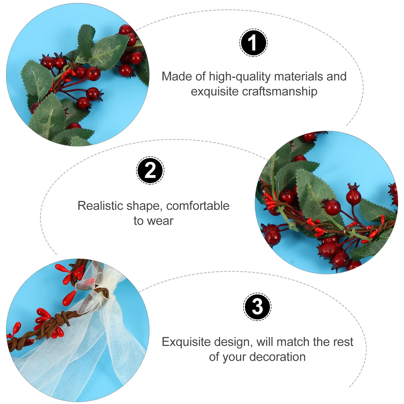 

Рождественская ягодная гирлянда, повязка на голову, красивая тканевая цветочная повязка для волос для женщин, вечерние, свадебный фестиваль