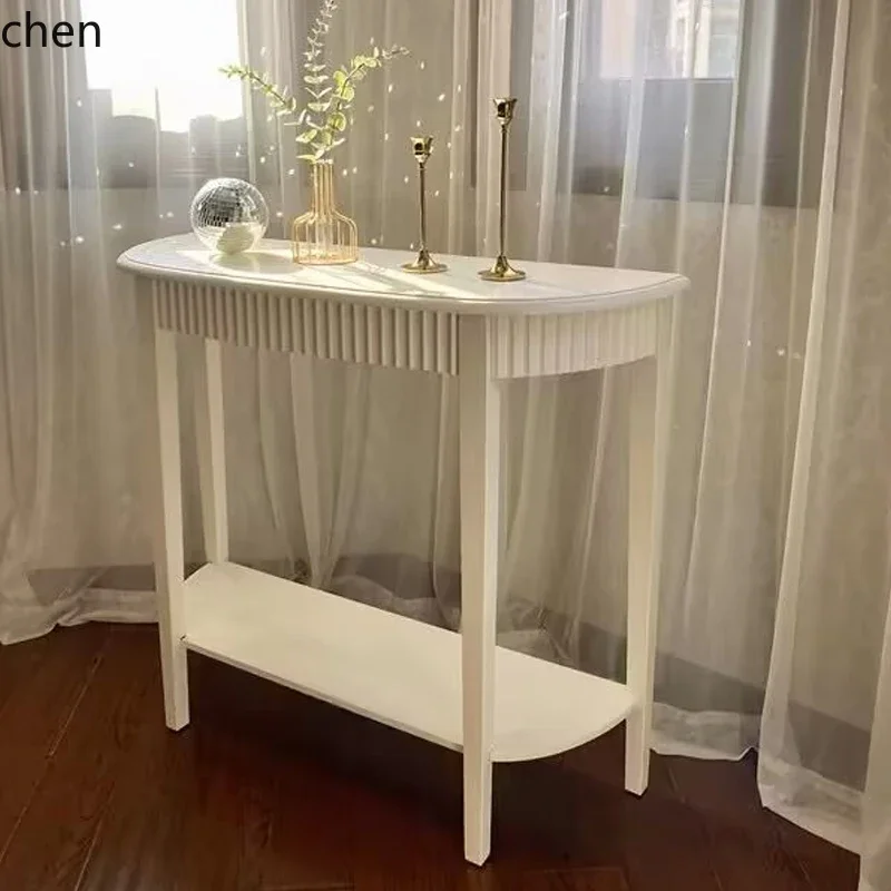 ZML Light Luxury Entrance Table Premium Sense Entrance Front Door Entrance Cabinet Semicircular Storage Table Shelf