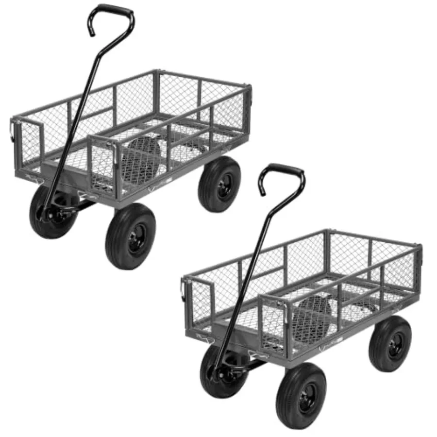 Garden utility wagon application, steel mesh material, grey color, 880 lbs heavy-duty capacity
