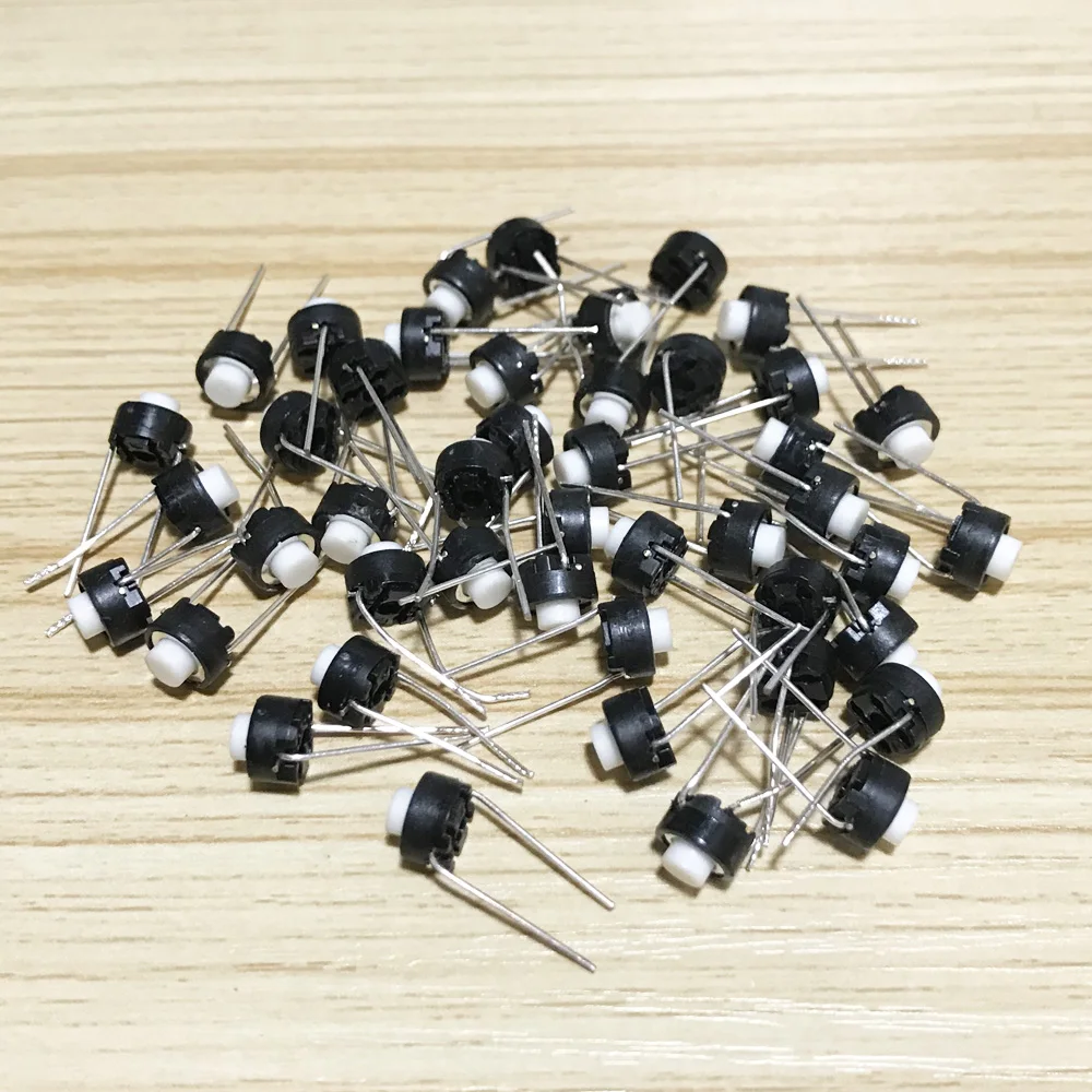 10-100 Chiếc 6*6*5Mm Nhúng 6X6X5 Mm Xúc Giác Lược Đẩy Nút Chuyển Đổi Micro Nhất Thời cho ALPS Đầu Trắng, số Lượng Lớn