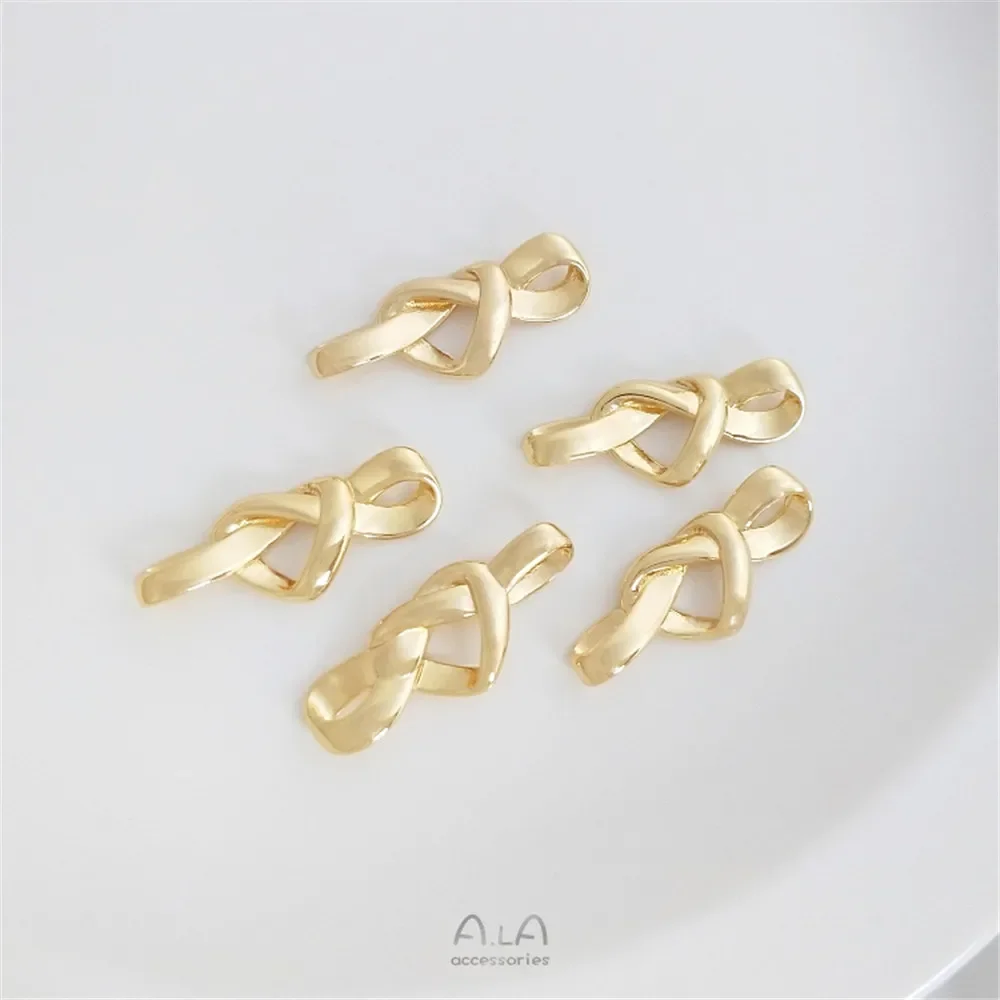 25.6x10mm 1pcs 14K Gold Plated heart knot attachment bow accessory handmade diy necklace bracelet accessories