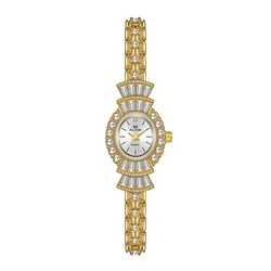 Luxury Brands Diamond Rhinestone Gold Vintage Watch Women Fashion Dress Golden Bracelet Quartz Clock Female Wristwatches