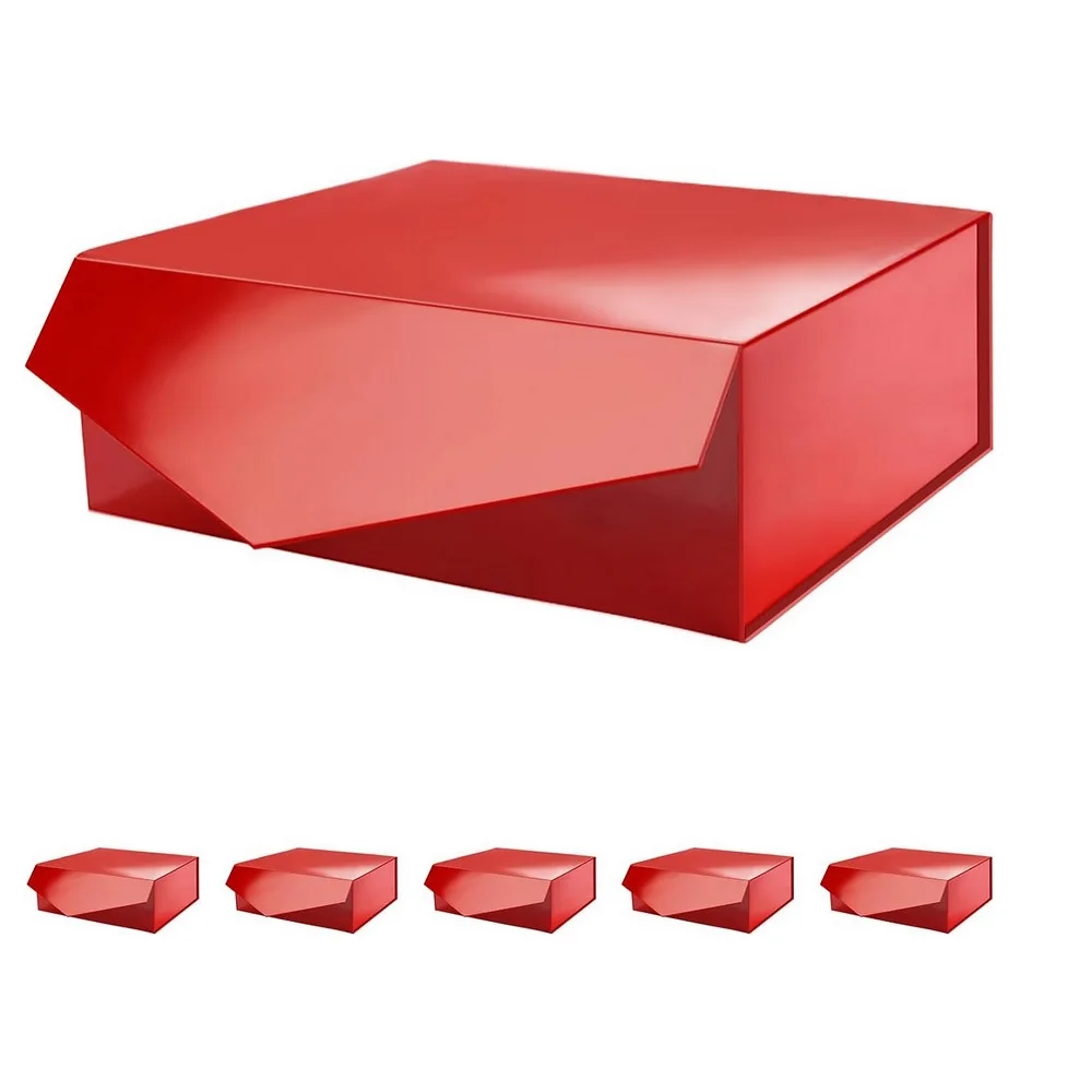 13.5x9x4.1 Inch Large Gift Boxes with Lids Bridesmaid Proposal Box Sturdy Collapsible Gift Box with Magnetic Closure Glossy Red