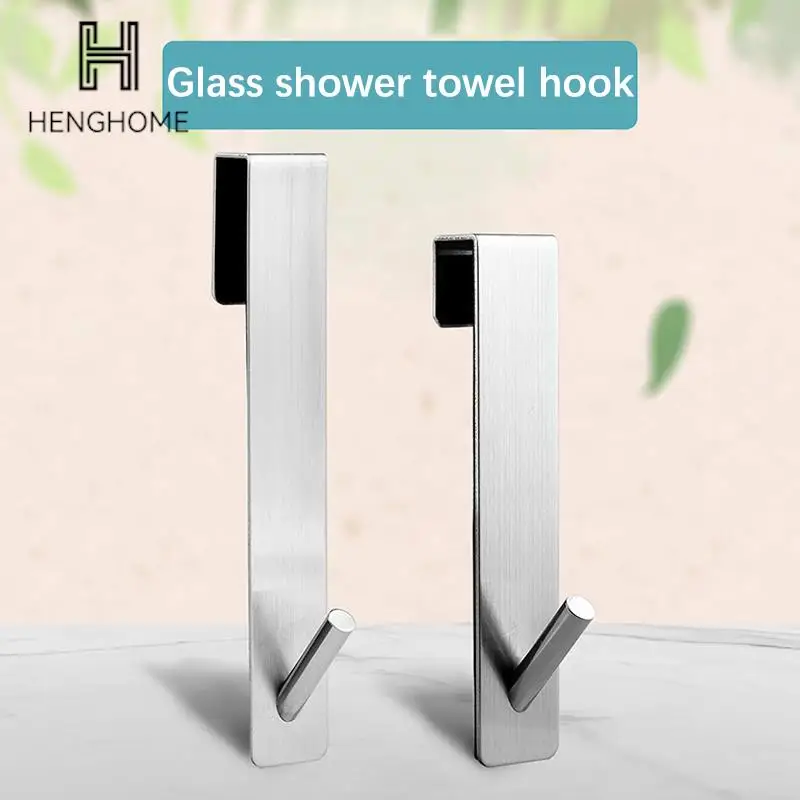 

Bathroom Shower Door Back Hook Stainless Steel Over Glass Door Shower Towel Rack S-Shape Bathroom Bathrobe Hanger Holder Hooks