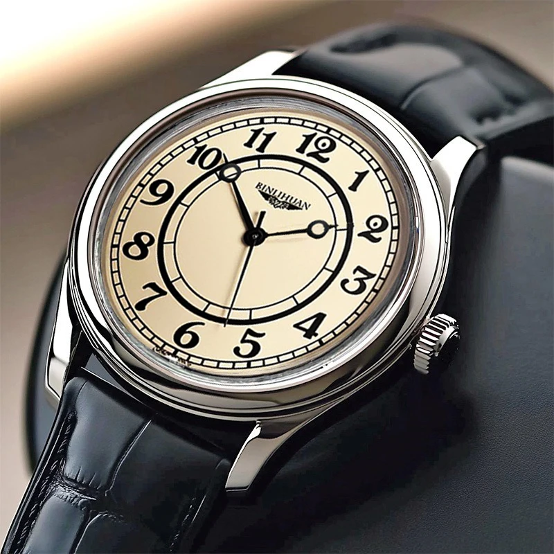 ساعة يد رجالية عصرية كلاسيكية من الجلد كوارتز تناظرية للأعمال هدية عيد ميلاد ديكور يومي
