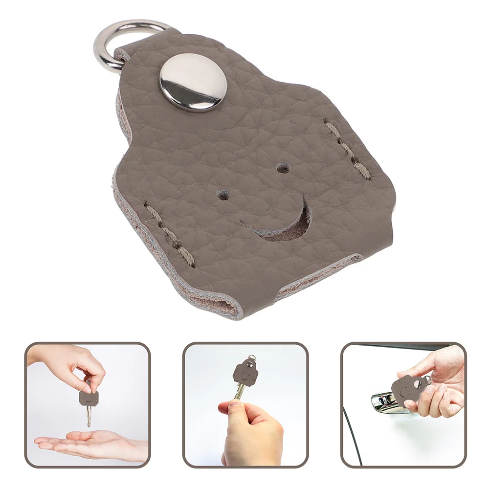 3pcs Key Case Holder Protector Cowhide Car Keys Cap Covers Sleeve Ring Fob Keychain Cover Automobile Key Sleeve Durable