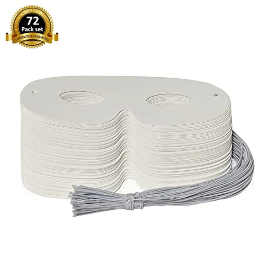 72-Pack weiße Papier-Augenmasken für Kostümpartys und Halloween-Dekoration, schlichte DIY-Rohlingsmasken, ideal für individuelles künstlerisches Design
