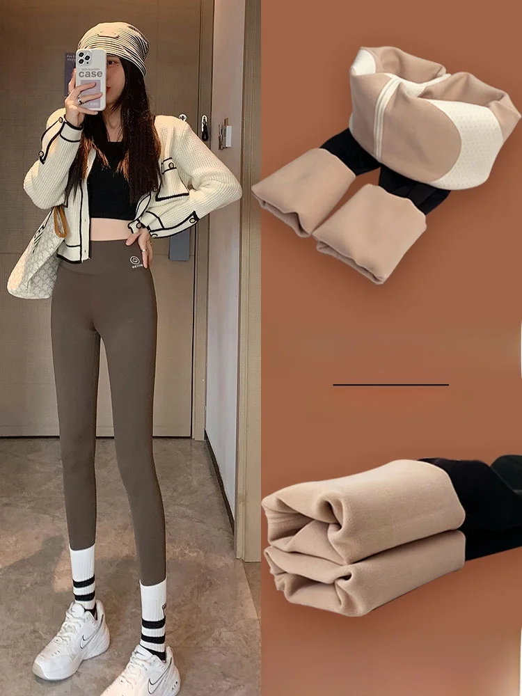 

Thiened Fce Women's Fitn Pants Autumn Winter 8-Point ark Pants New Sle Long Pants for Young Women 8-24