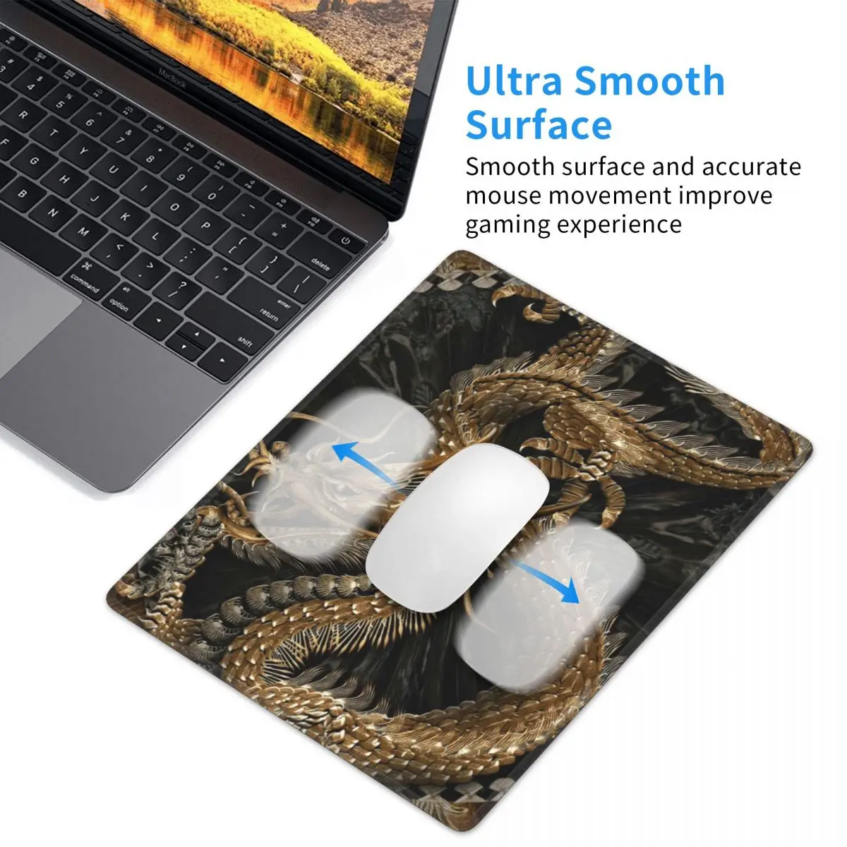 Chinese Traditional Golden Dragon Mouse Pad Gamer PC Laptop Mats Keyboard Carpet Computer Gaming Desk Mat 7x9 in 22x18 cm