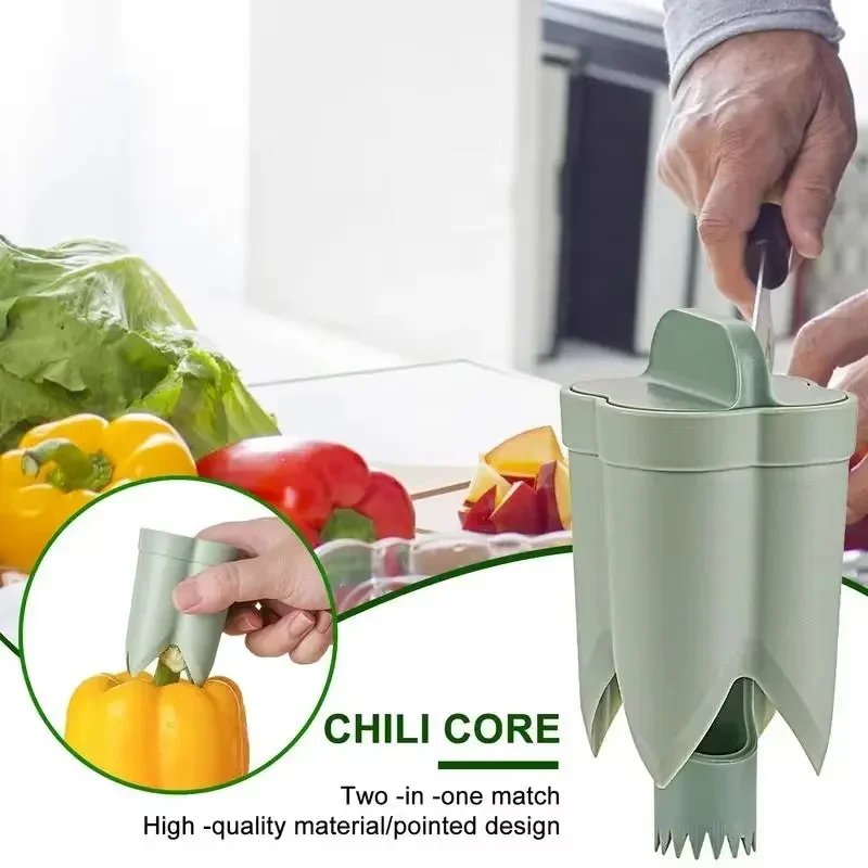 New Pepper Corer Chili Seed Remover Jalapeno Peppers Cucumber Tomato Deseeder Twist Seed Bell Core Separator Cutter Kitchen Tool