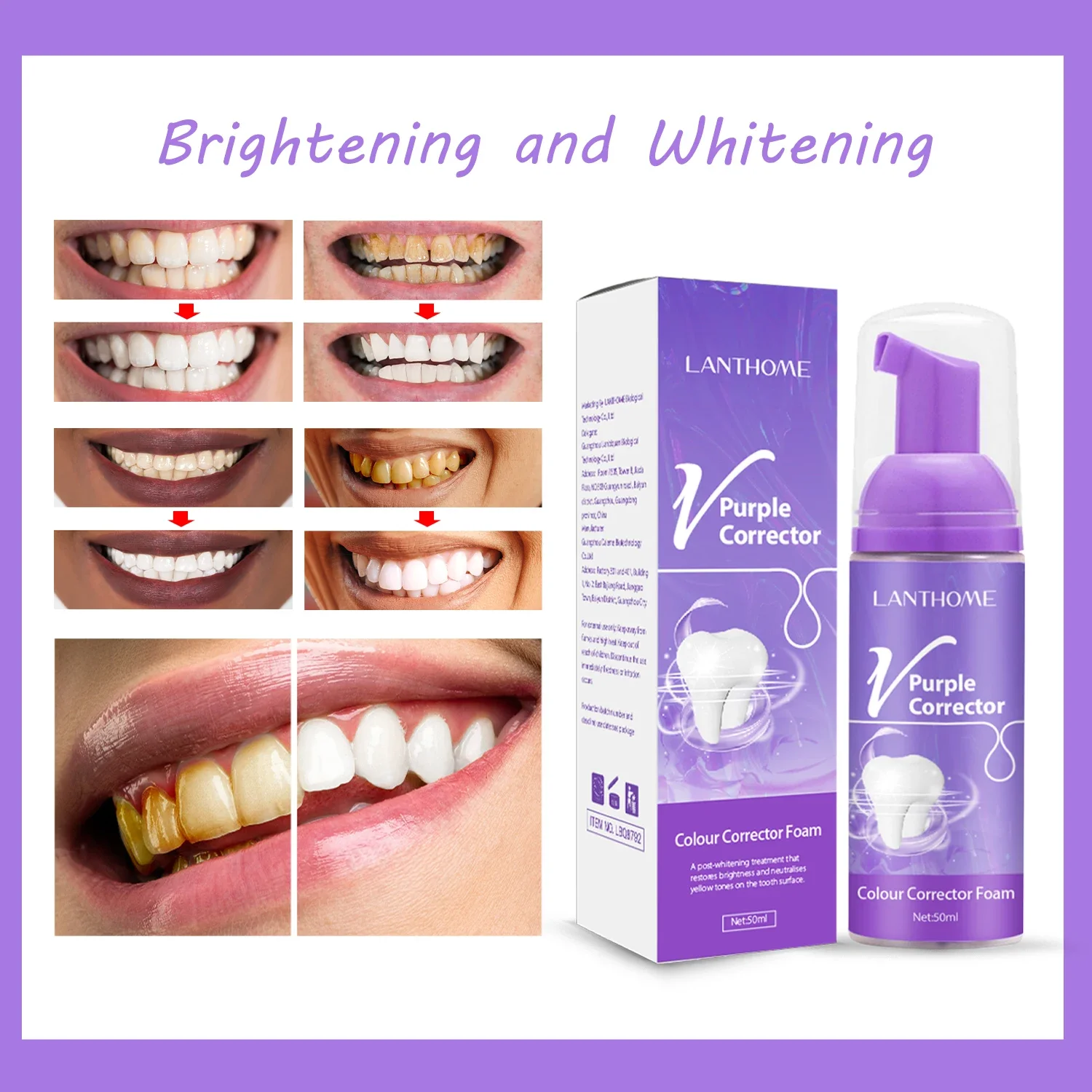 50ML V34 Toothpaste Whitening Mousse Tooth Deep Cleaning Toothpaste Yellow Teeth Removing Tooth Oral Fresh Tooth Care Product