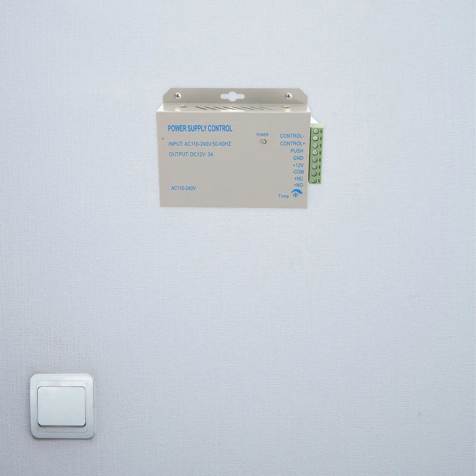 

Ac 110-240V to Dc 12V 3A Metal Enclosure Power Supply for Door Access Control System Nc No Relay Output 0-15S Adjustable Delay