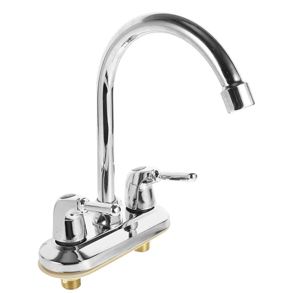 Rotatable Spout Kitchen Sink Cold Water Tap Two Handle Dual Way Metal Hot Cold Water Dispenser Swivel Bathroom Faucet Easy