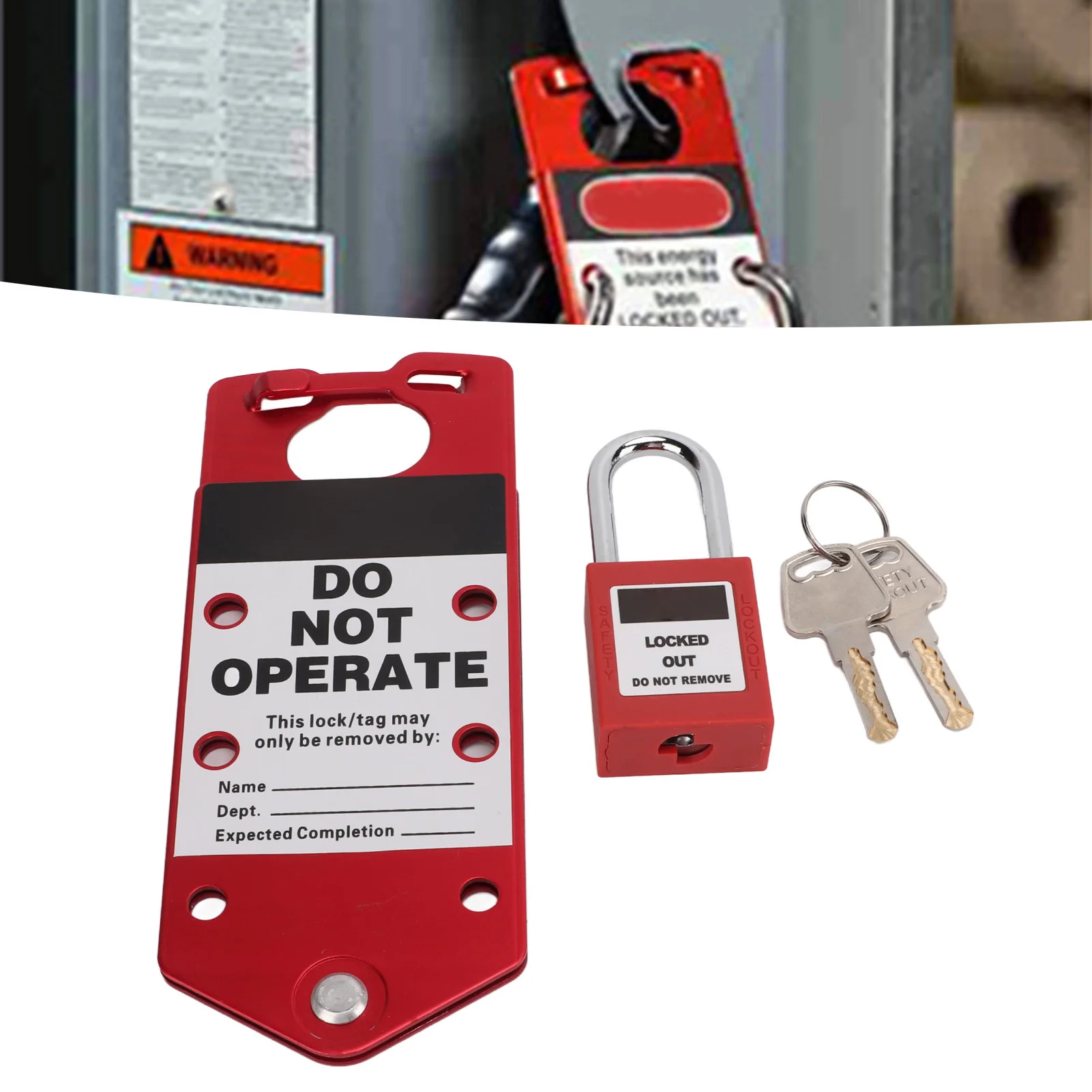 Lockout Hasp Lockout Tagout Hasp Writable Aluminum Alloy Safety Lockout Hasp with Tamperproof Locking Tabs 38mm/1.5in Padlock