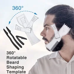 Adjustable Beard Shaper Comb Kit, Razors, Complete Shaping, Styling Tool, Stencil, Guide Template, Barber, 3Pcs