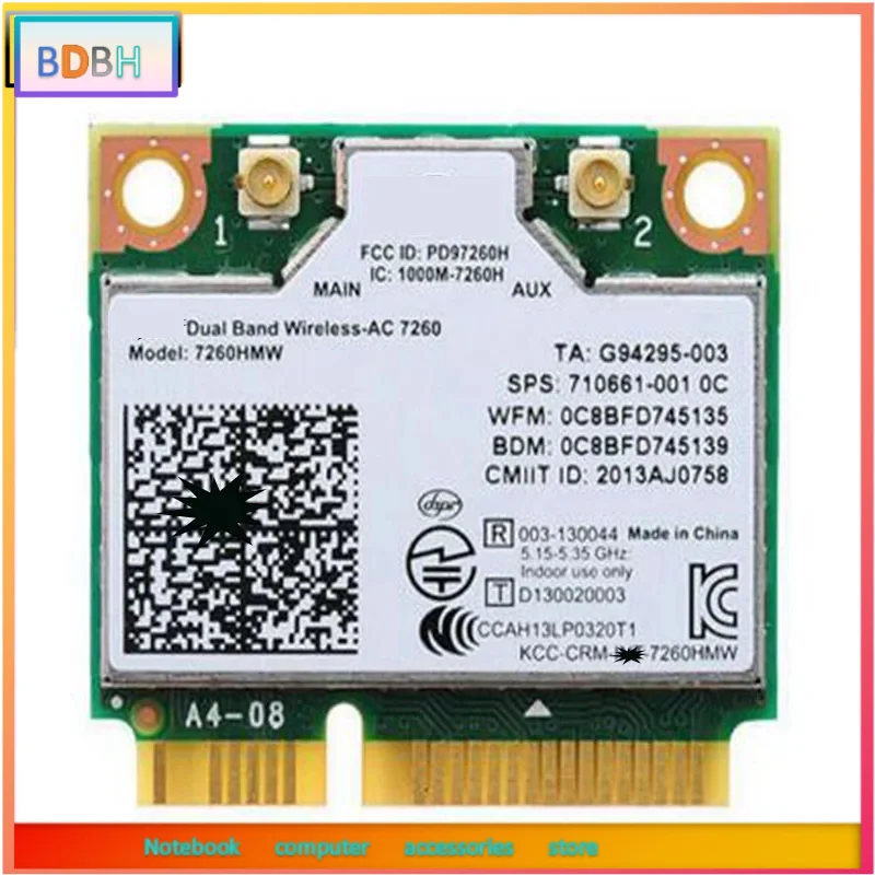 Двухдиапазонная беспроводная карта BD Wireless-AC7260 7260AC 7260HMW AC7260 7260HMWAC Half Mini PCI-e BT4.0 для HP EliteBook 820 840 850 860