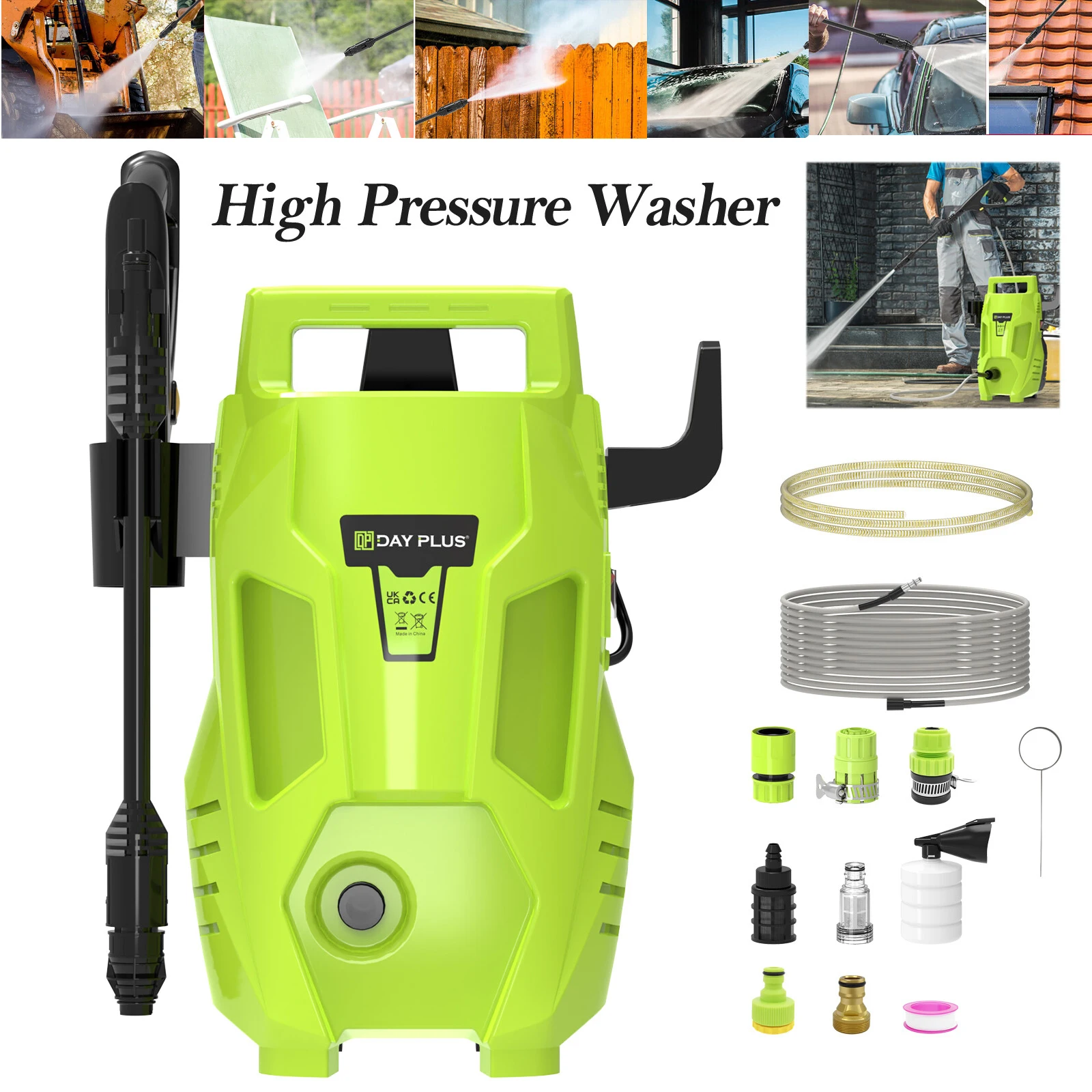 

Мойка высокого давления, проводная мойка с электроприводом, автомойка для патио, 5 л/мин, мощный инструмент для очистки с/1-180 ° Регулируемые насадки