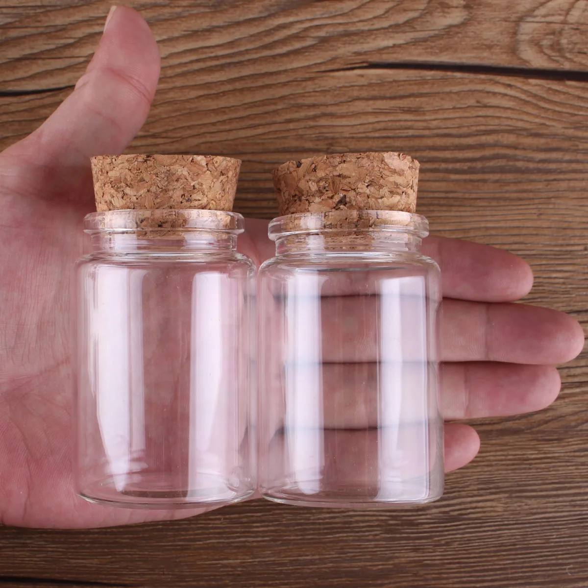 2pcs 80ml 47*70mm Glass Storage Bottles with Cork Lids Spice Jars Vials Glass Vessels Candy Wishing Bottles for Wedding Favor