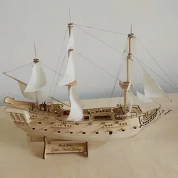 Wooden Queen Anna's Revenge Ship Model Kit Black Pearl Hand-assembled Ship Model Kit Ornaments Sailboat Model Toy Gift
