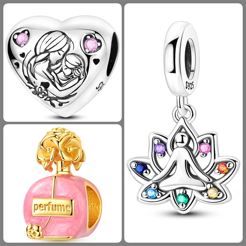 3 Stück 925 Sterling Silber Charm-Perlen-Set Mama Papa Schwester Katze Schmetterling Schleife Liebe Charms für DIY Armband Halskette Schmuckherstellung – Detail 17