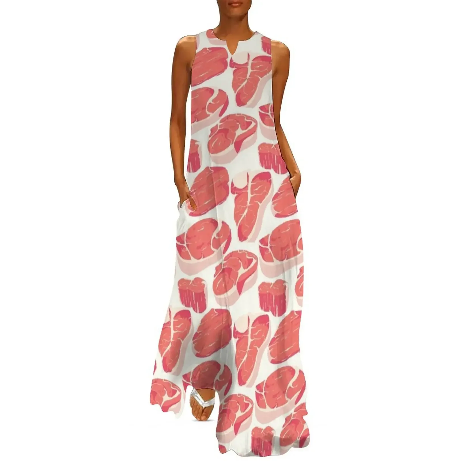 

Seamless Meat Pattern Long Dress ceremony dresses women's elegant loose dresses women dress luxury woman party dress