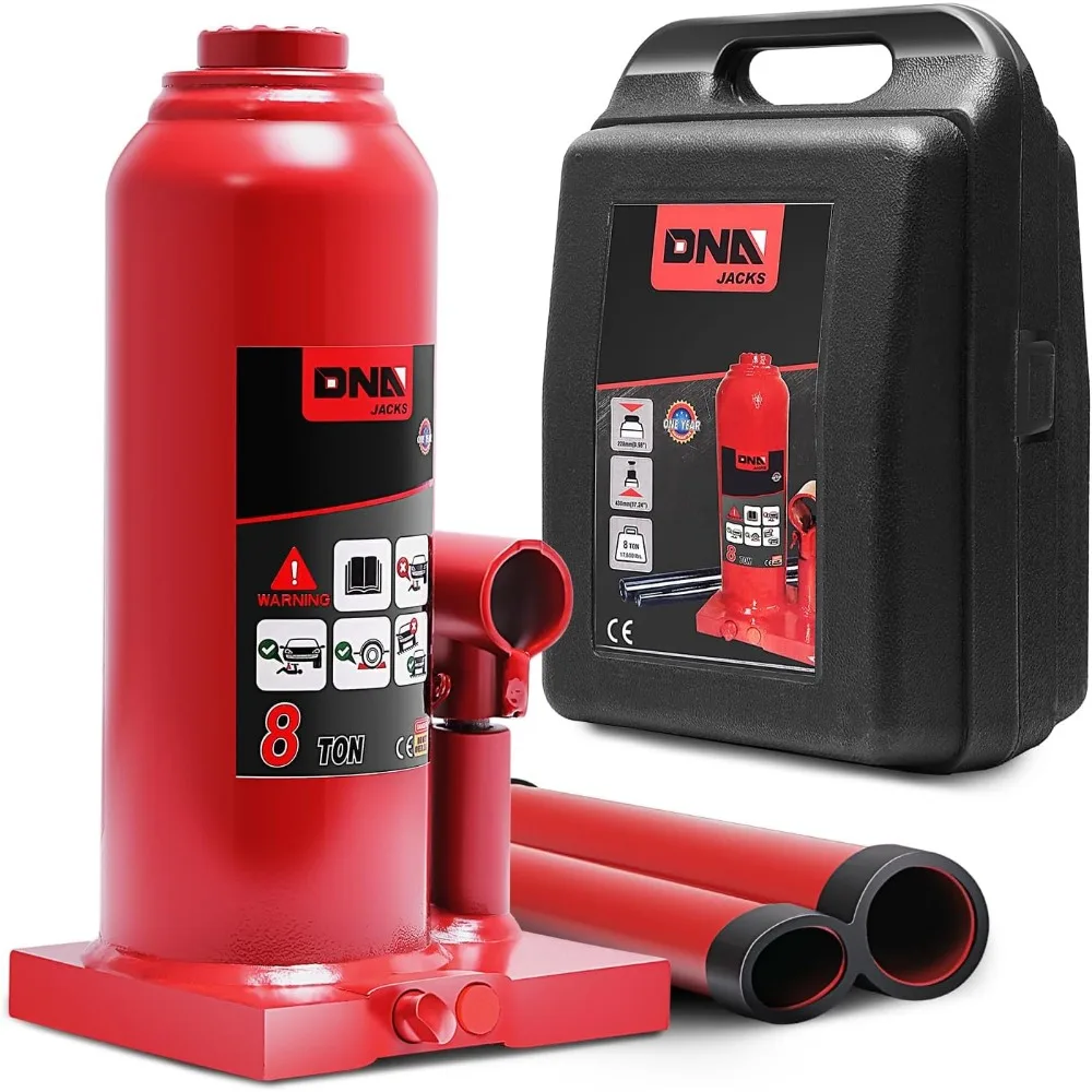 

8-тонный гидравлический домкрат для бутылок для ремонта транспортных средств, подъемники 17637 фунтов с ручной ручкой, красный