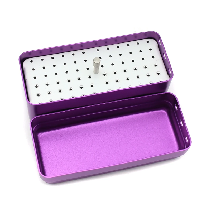 1Pcs Dental 72 Holes Endo Box Aluminum Disinfection Box Autoclave Case Diamond Bur Holder Dental Tools