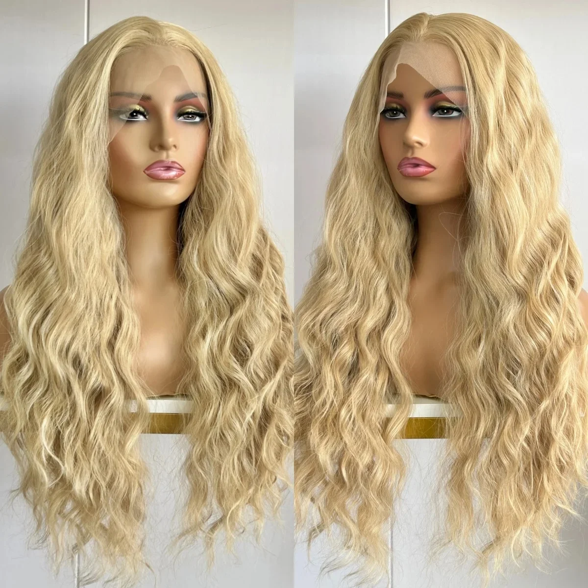 

Светло-белый парик блондинки, длинный волнистый парик спереди, предварительно выщипанные волосы, синтетический кружевной фронтальный парик, парики принцессы для косплея