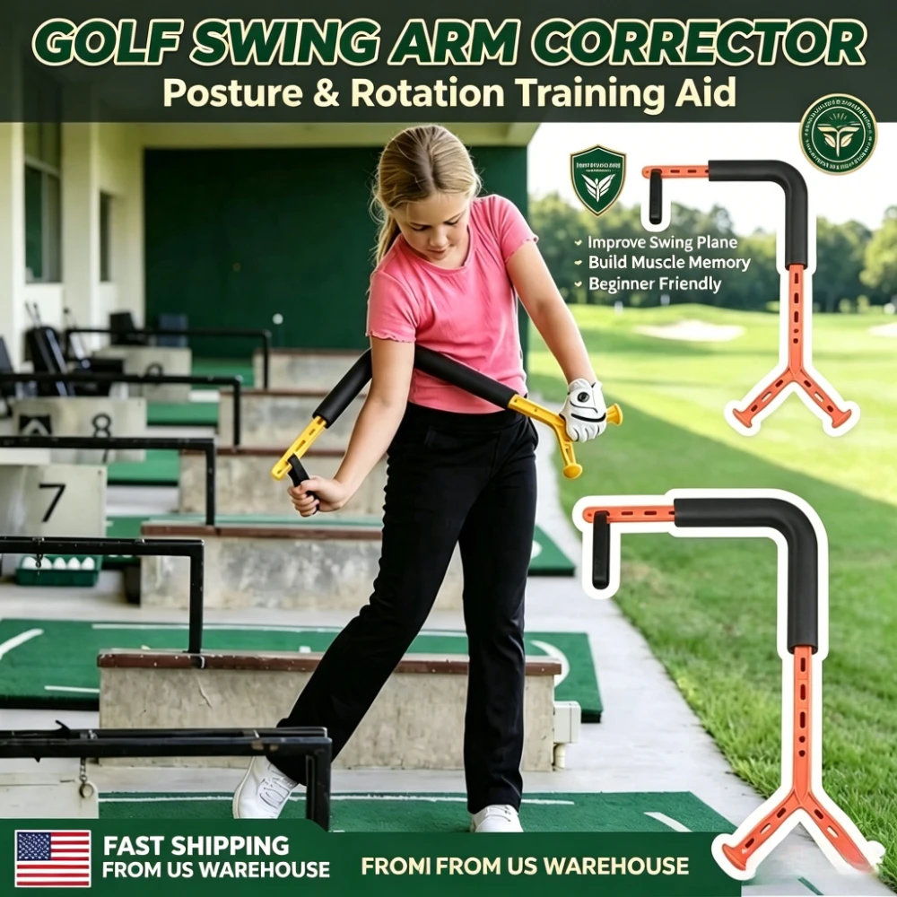 Golf Swing Trainer Arm Corrector - Swing Posture & Rotation Training Aid for Beginners, Improve Swing Plane, Build Muscle Memory, US Warehouse Fast Shipping