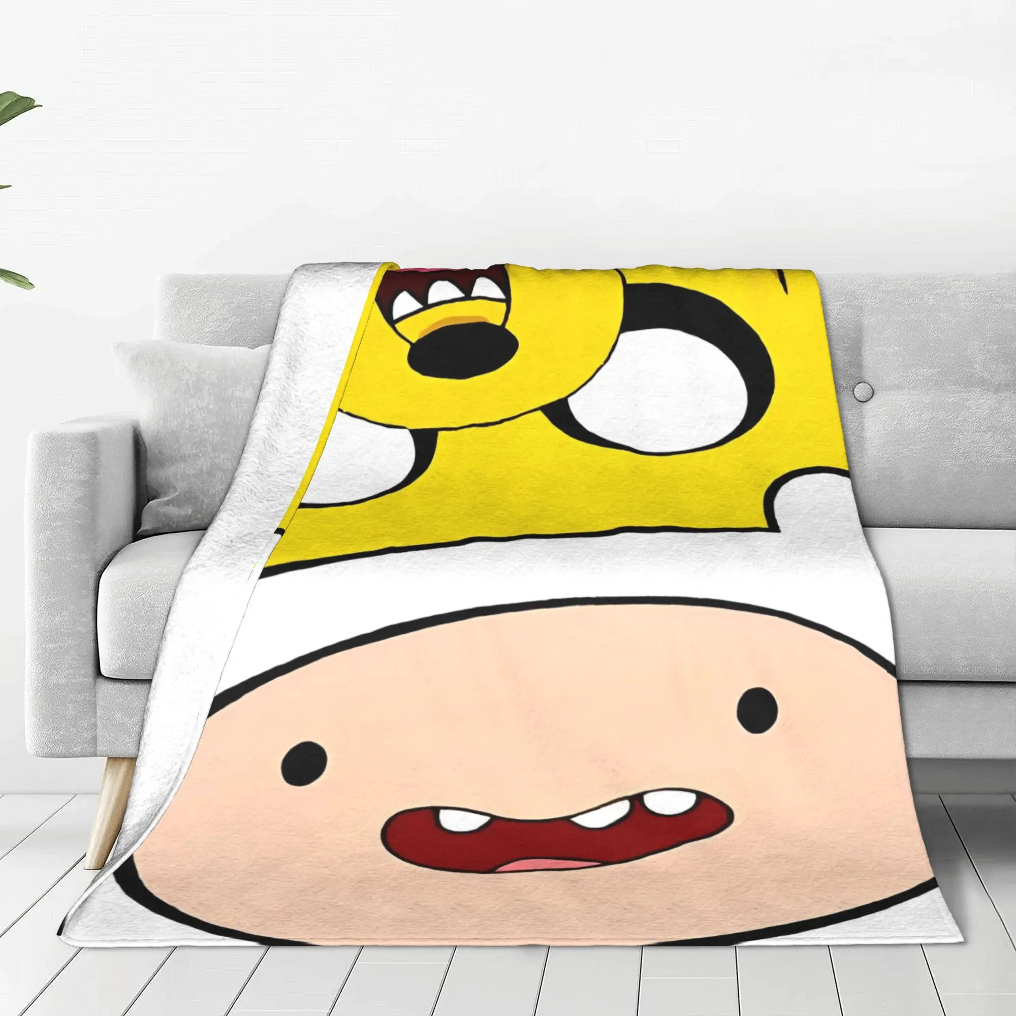 Adventures Time Jake and Finn Knitted Blankets Cartoon Anime Plush Throw Blanket Bedding Couch Printed Ultra-Soft Warm Bedsprea