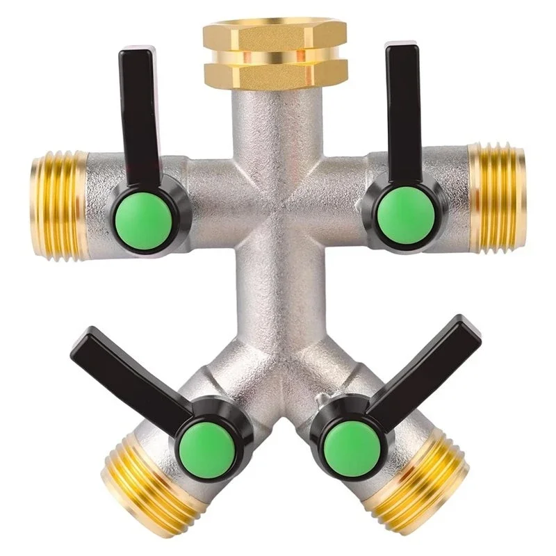 yesABDR-RV Copper Hose Splitter 4 Way Garden Hose Splitter Water Spigot Splitter Hose Splitter Valve 3/4 Inch GHT Thread Black