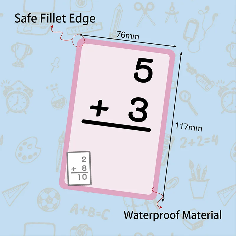 36Pcs/set Math Addition Subtraction Multiplication Division Erasable Reusable Number Learning Cards Children's Math Teaching Aid