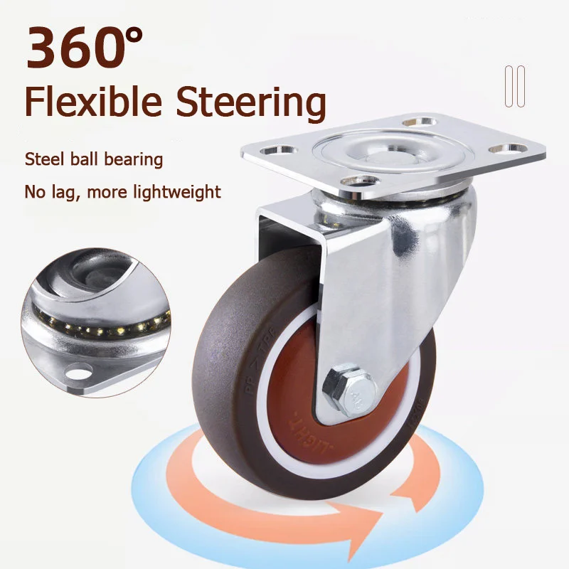 1/1.25/1.5/2/2.5/3-inch Silent Swivel Casters Mini Small Wheels Rubber Feet Wheels for Flatbed Trolleys Furniture Casters