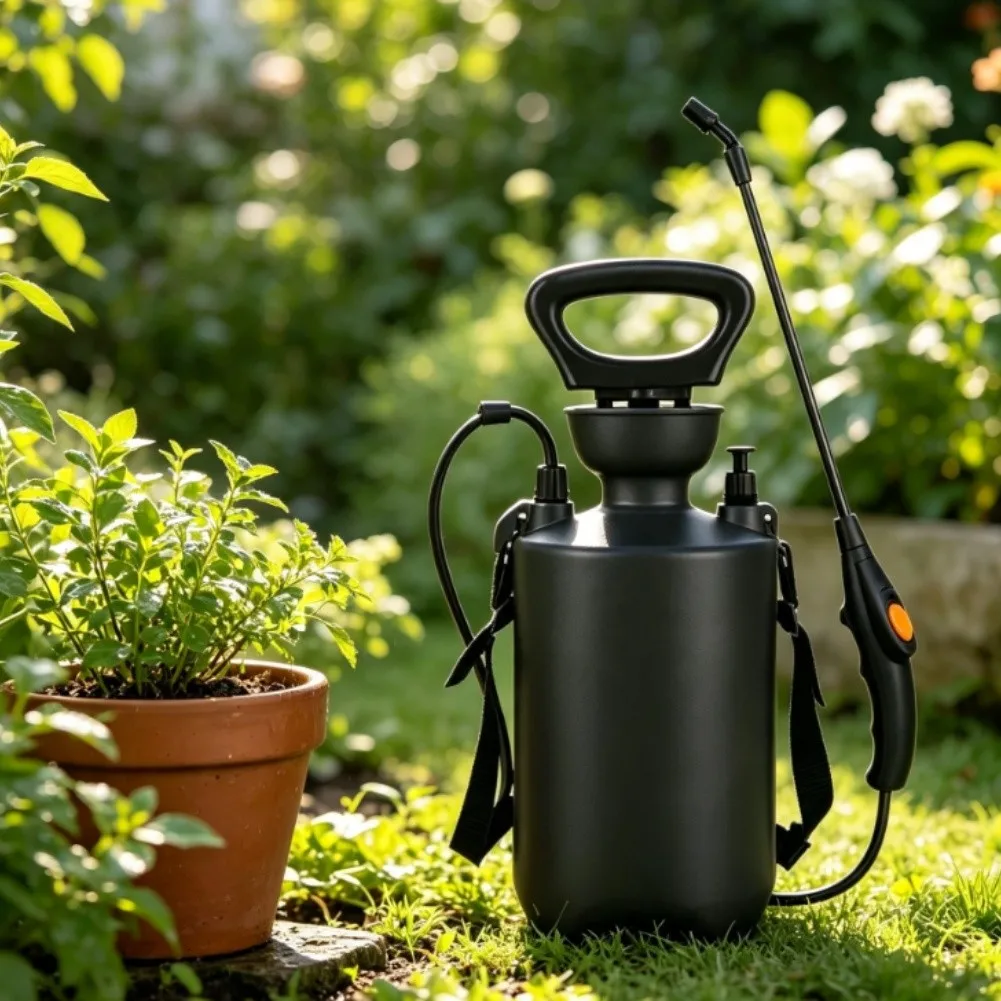 5L Manual Pump Sprayer for For gardening and Field Work with Ergonomic Carry Strap and Large Fill Opening Design