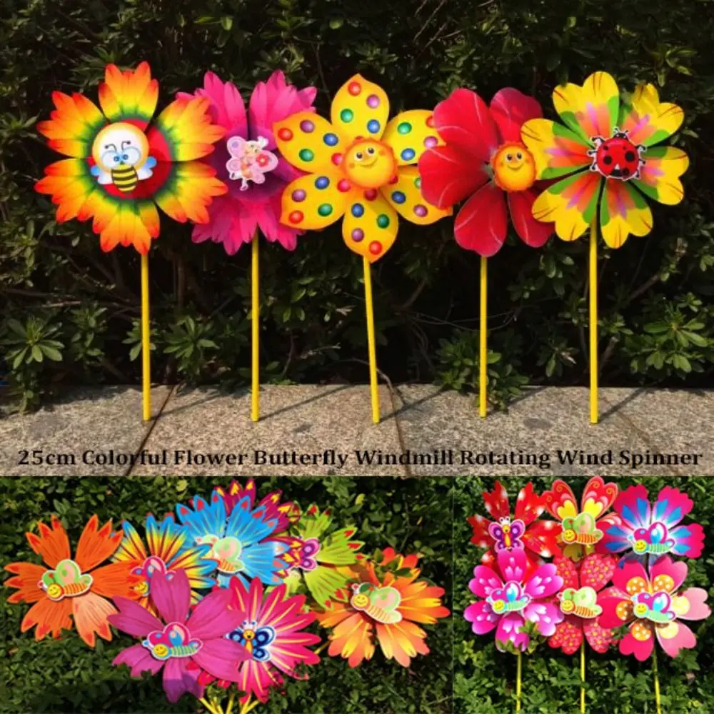 Multistyles Bloem Vlinder Windmolen PVC Kleurrijk Staand Gazon Bloem Pinwheel Diameter 25cm Grote Draaitafel Windmolen