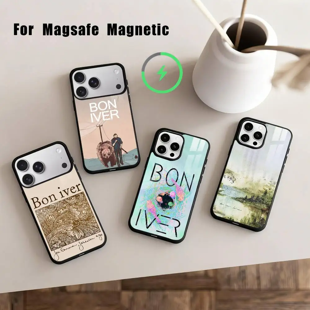 

Atmospheric Band B-Bon I-Iver Phone Case For iPhone 17,16,15,14,13,12,Plus,Pro,Max for Magsafe Magnetic Wireless Charging