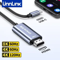 Unnlink USB C to HDMI Cable 8K 60Hz 4K 120Hz 4K 60Hz Phone to TV for Macbook, iPhone 15/16/17, Samsung Dex, Mirror Cast Cable