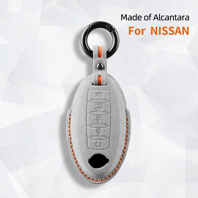 Alcantara Car Key Case Cover Key Caver For Nissan Rouge Maxima Altima Sentra Murano Qashqai 5 Buttons Keychain