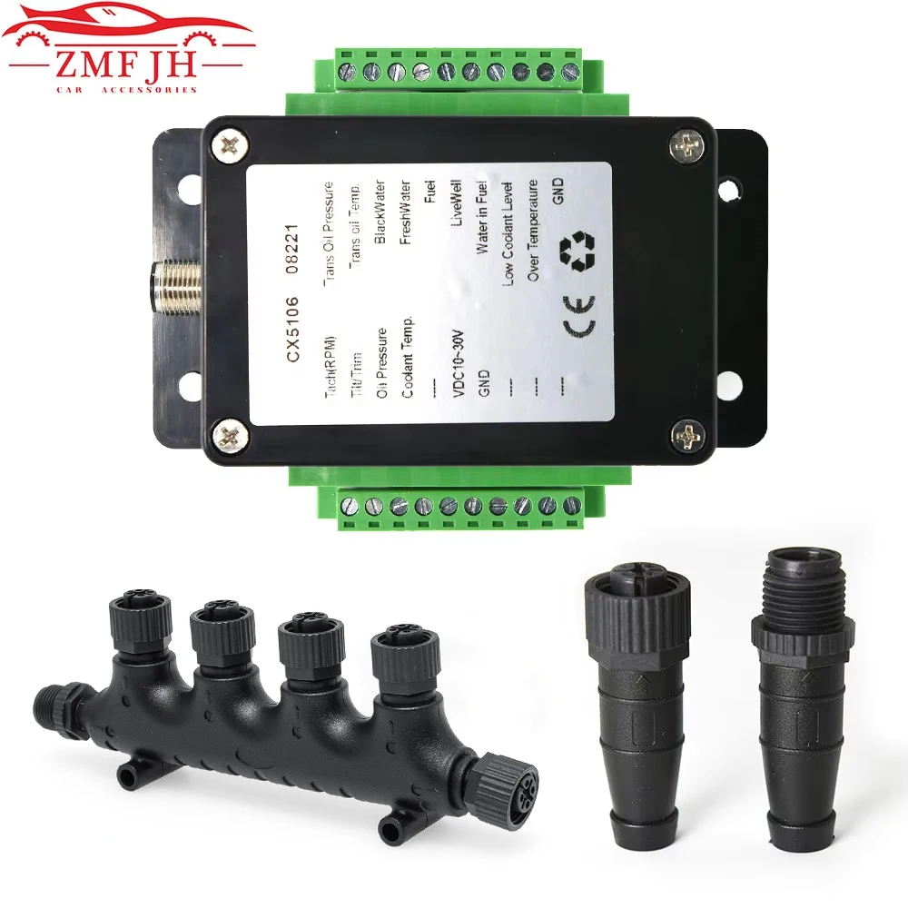 เครื่องยนต์เดี่ยวช่อง NMEA2000 Converter 0-190 โอห์มถึง 13 เซ็นเซอร์สามารถรวบรวม CX5106 มัลติฟังก์ชั่น NMEA2000 Signal Converter