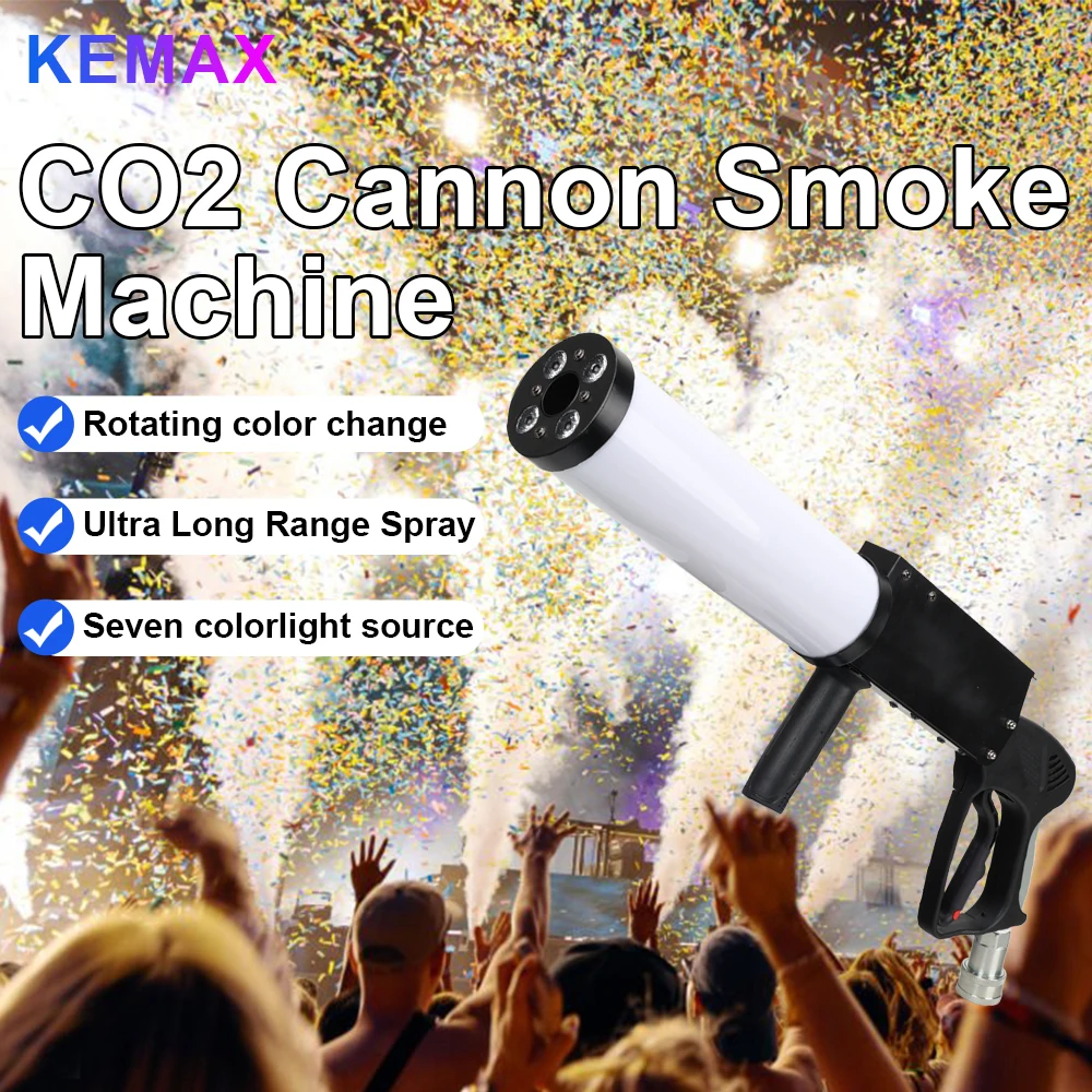 

35 Вт с ручкой Co2 Dj Fog Jet Gun RGB Fog Machine со шлангом 3 м DJ Party LED Stage Effect Co2 Cannon со спиральной ночной клубной свадьбой