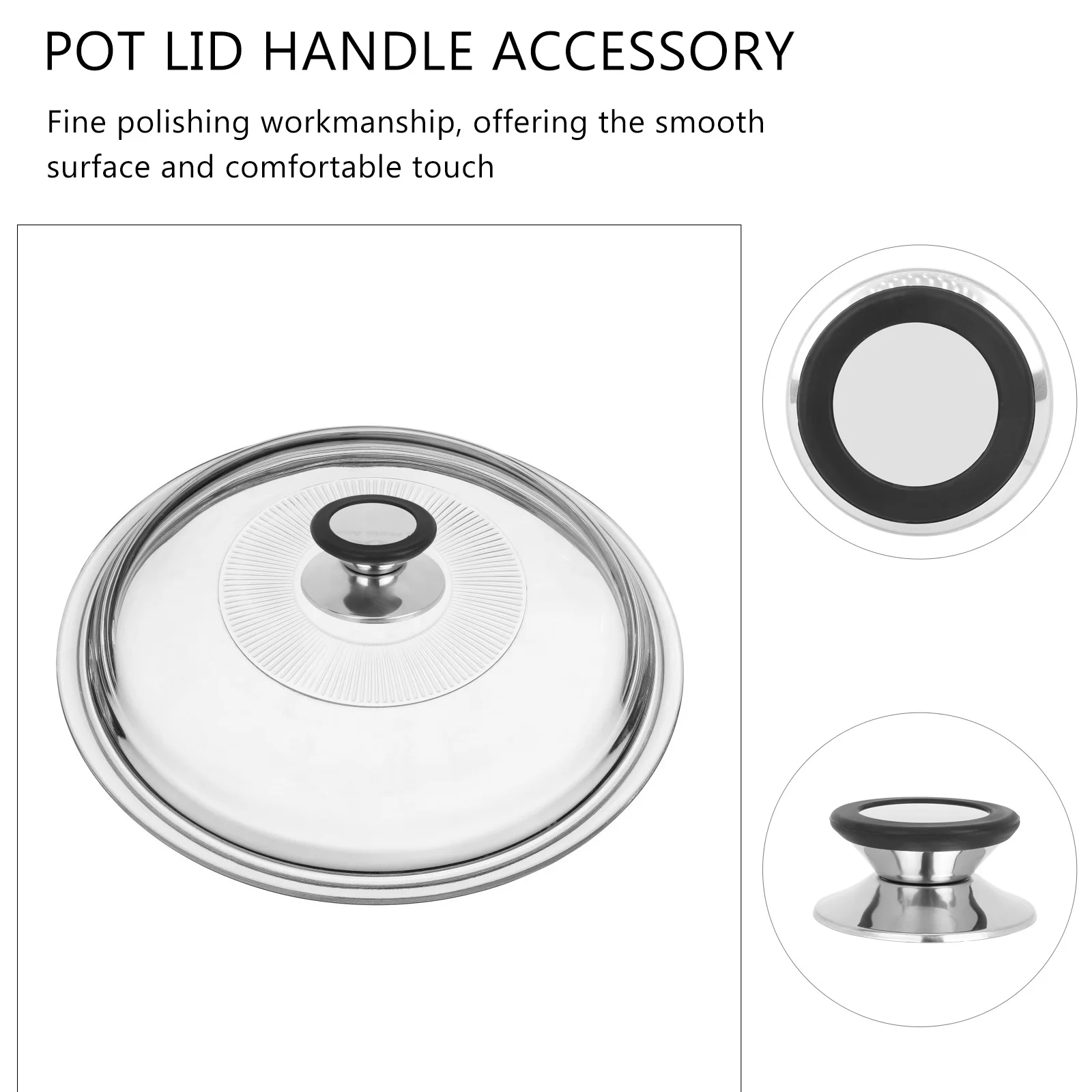 

3Pcs Replacement Pot Lid Handle with Silicone Ring Anti-Burn Grip for Steamer Milk Pan Soup Pot Cover Kitchen Essential