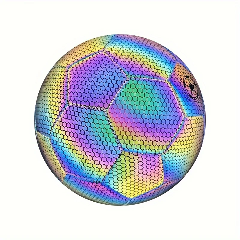 Reflective PU Soccer Ball Size 5, Durable Training & Indoor/Outdoor Game Ball, High-Visibility Sports Gear for Kids Adults