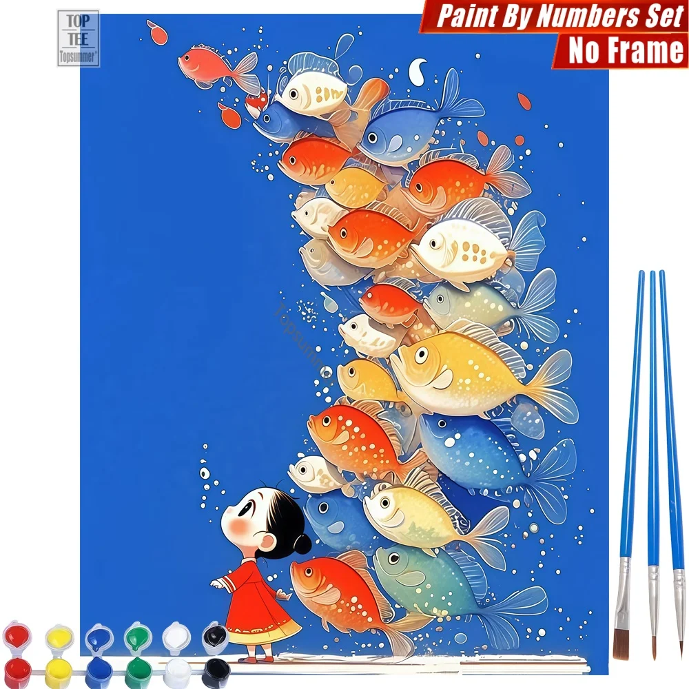 

Набор для рисования по номерам «Рыбка» для маленьких девочек - Декор для стен в стиле детского чуда, подарок на День Благодарения для дочери